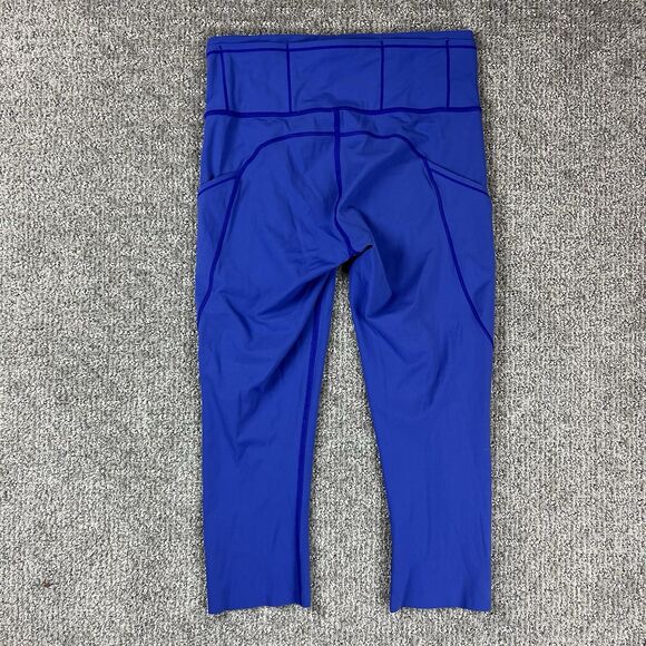 Lululemon Leggings Women Six Fast Free Crop II Nulux 19 Running Activewear Blue - Picture 2 of 10
